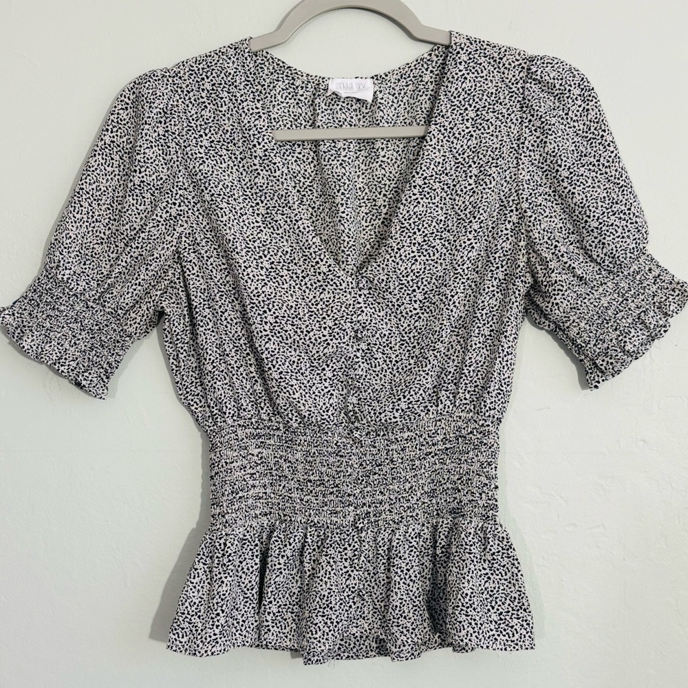 *Sienna Sky leopard print peplum blouse S